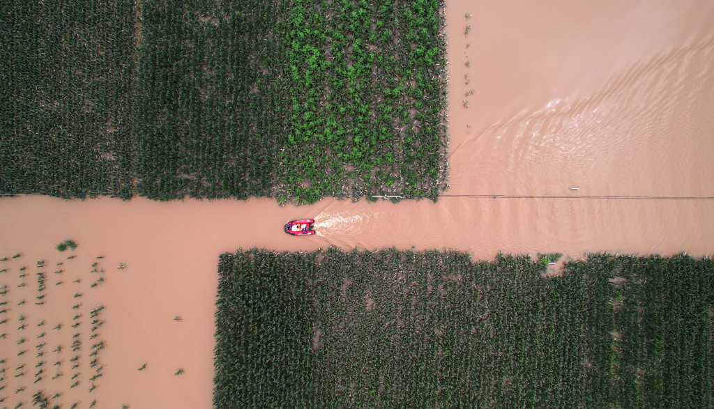 河北涿州是這次華北水災重災區，受災嚴重。中新社圖片