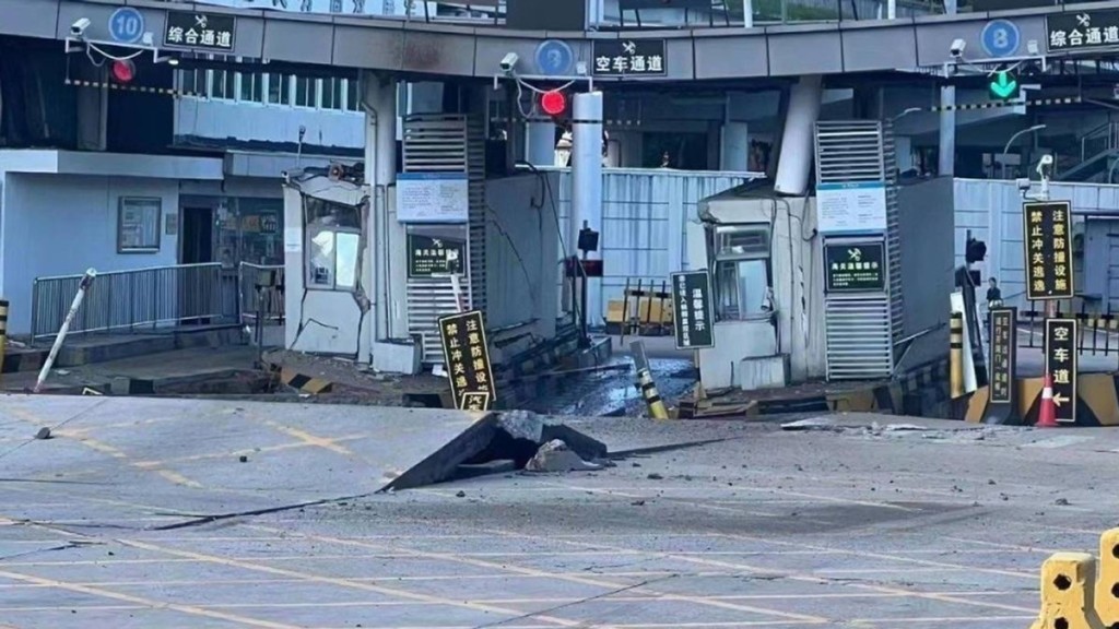 早前因發生沉降暫停入境內地服務的文錦渡口岸今早恢復客車通關。資料圖片