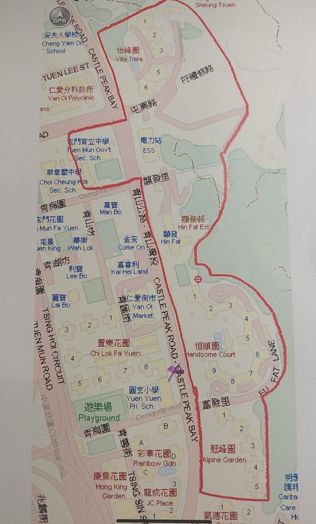 劉業強指受影響範圍包括： 怡峰園、顯發邨、恆順園及冠峰園 及屯門官立中學，約7000居民受影響。劉業強fb圖片