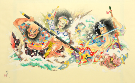 竹浪比呂央的《雪之瓦罐寺》設計草圖，這台睡魔祭燈籠最終取得銀賞。