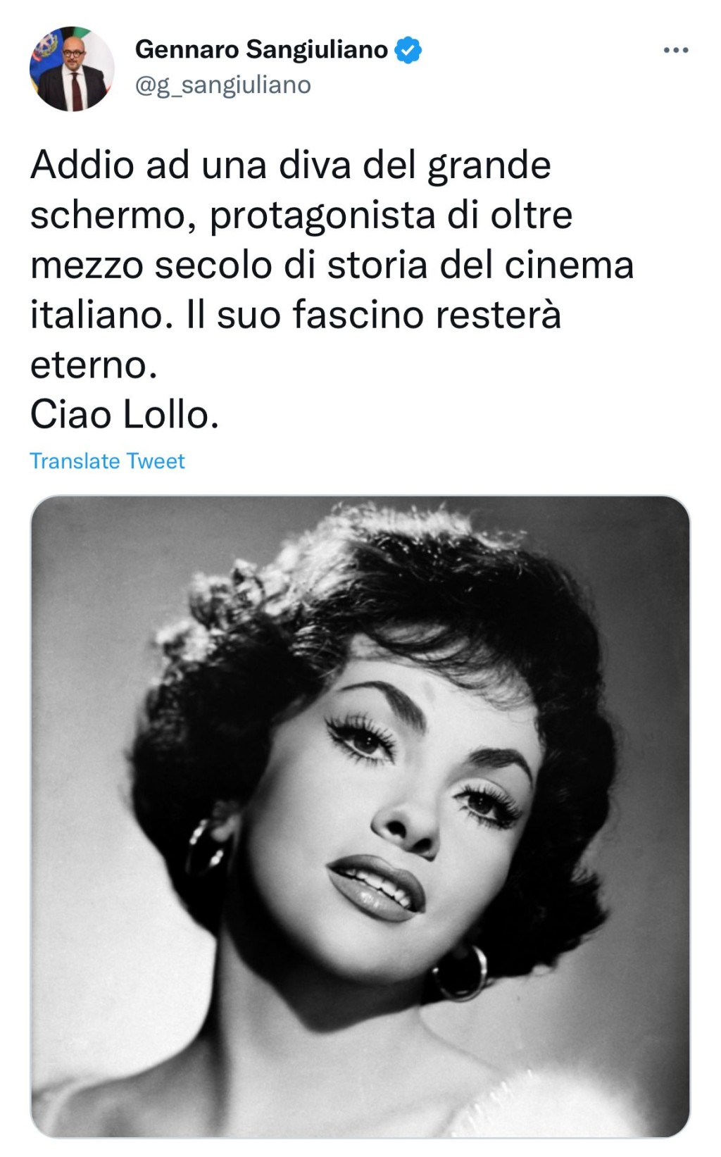 意大利文化部长发文悼念。