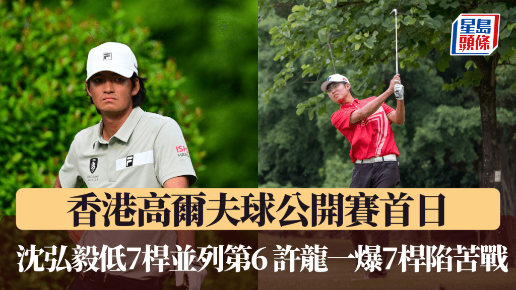 香港高爾夫球公開賽|首日沈弘毅低標準7桿並列第6  許龍一爆7桿陷苦戰。左廖偉業攝,右公關圖片