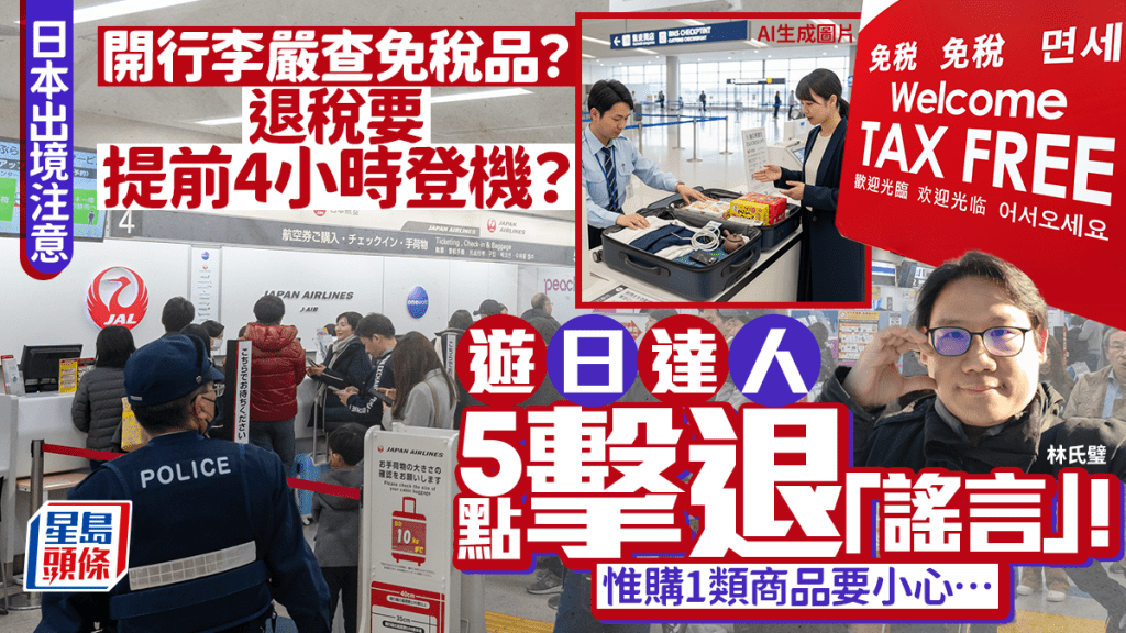 日本出境注意！海關開行李逐件查免稅品？退稅要提前4小時登機？ 遊日達人5點擊退「謠言」！惟購1類商品要小心…