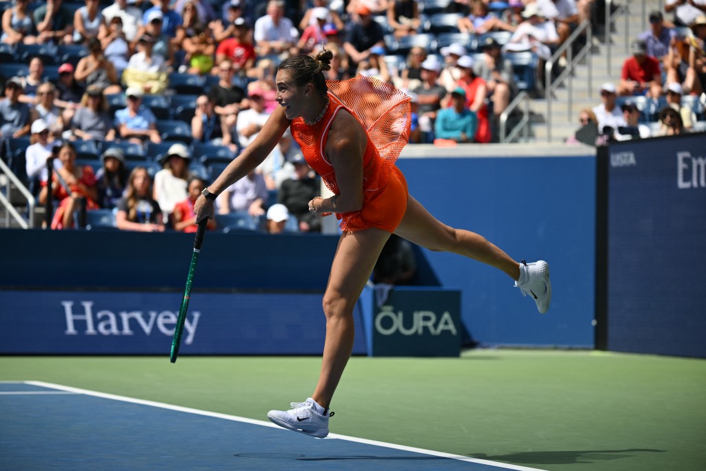 莎芭兰卡（Aryna Sabalenka）直落2:0击败乌兹别的克拉希莫娃(Kamilla Rakhimova) 。AFP