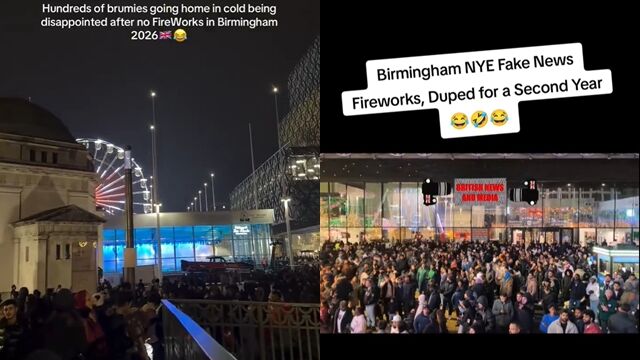 伯明翰數百人受騙倒數「看煙花」等了一場空。  X / TikTok