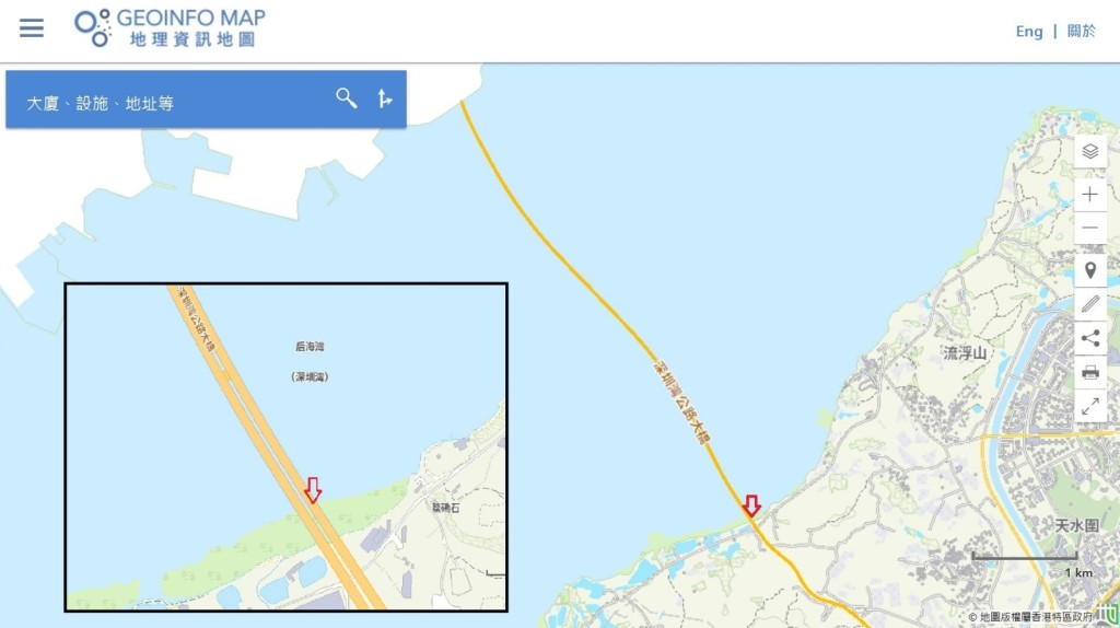 鋼索斷裂位置。路政署提供