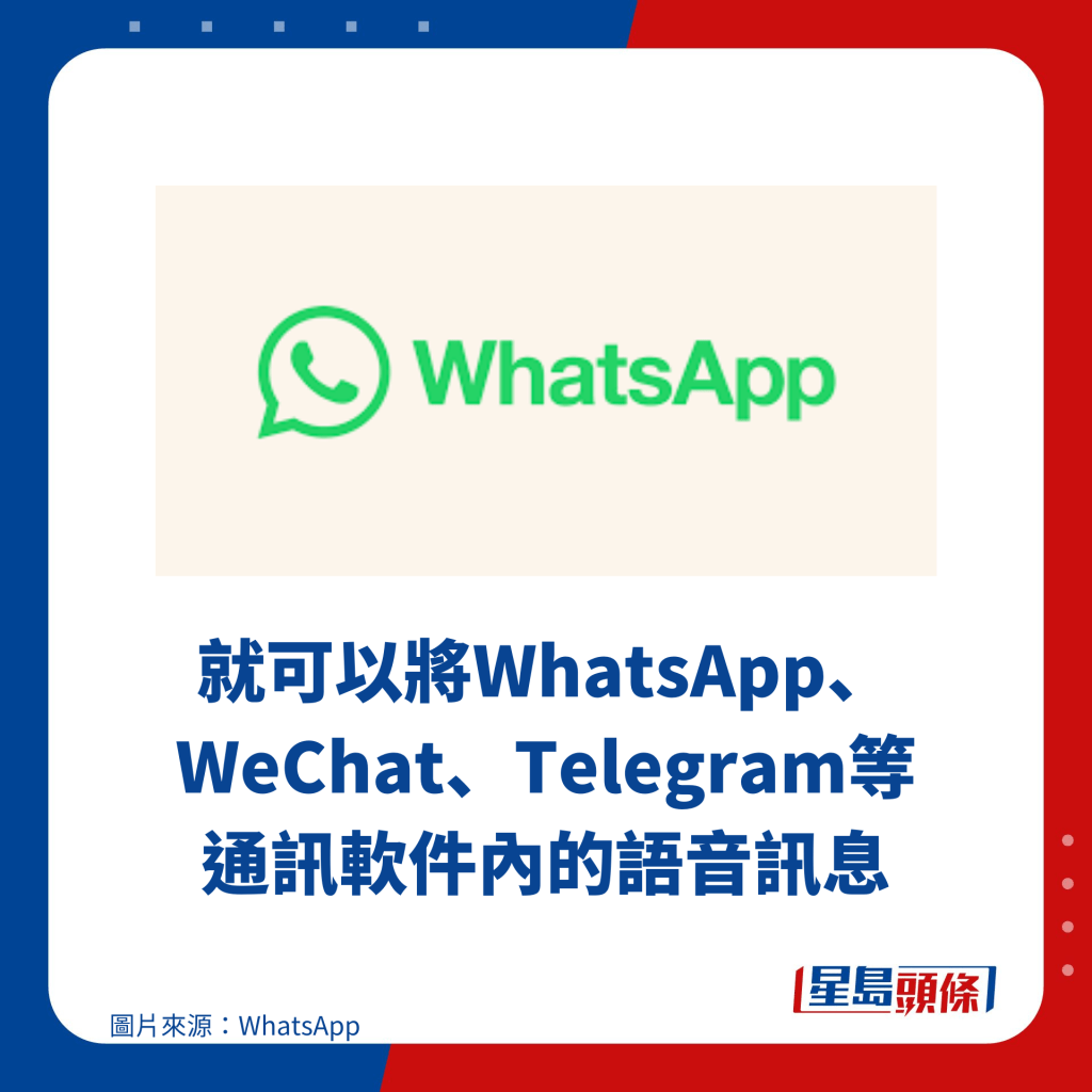 就可以將WhatsApp、WeChat、Telegram等通訊軟件內的語音訊息