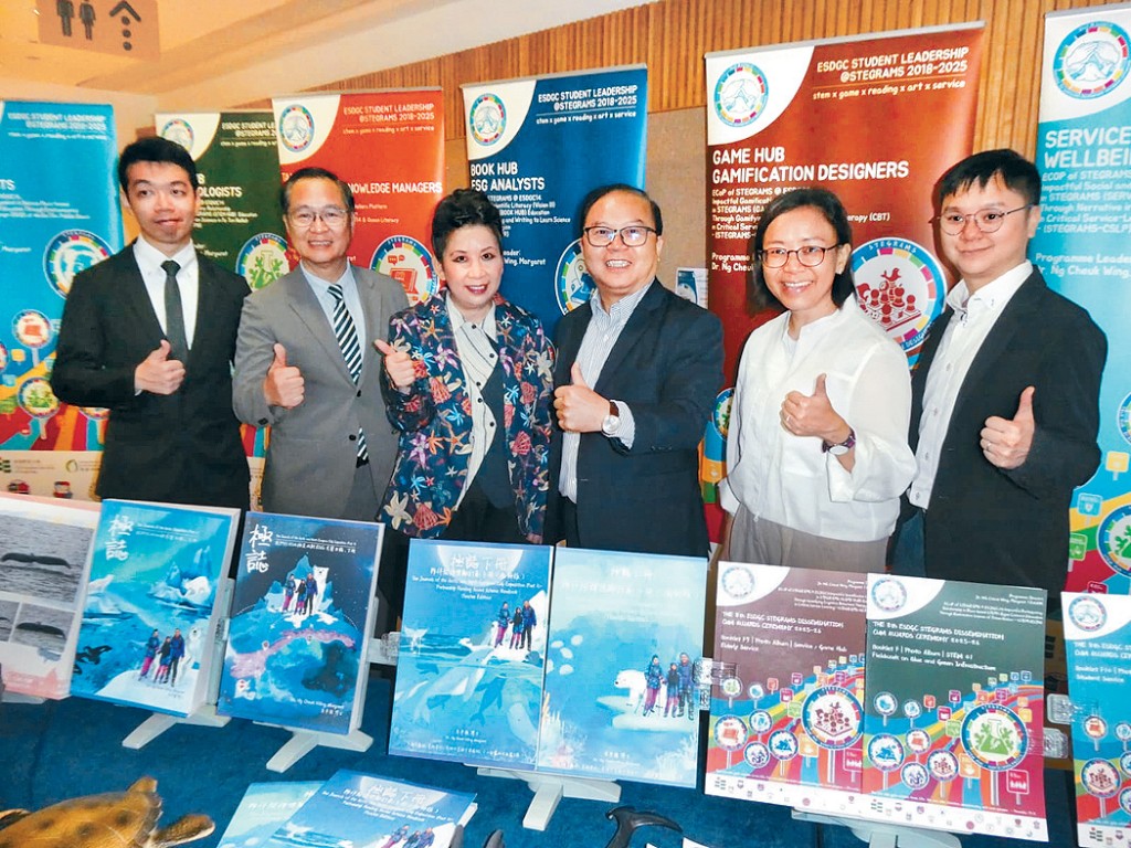潘慶輝（左二）、林家泰（右三）和陳敏儀（右二）均表示期待與吳卓穎（左三）合作，又稱選拔學生時更看其主動性。
