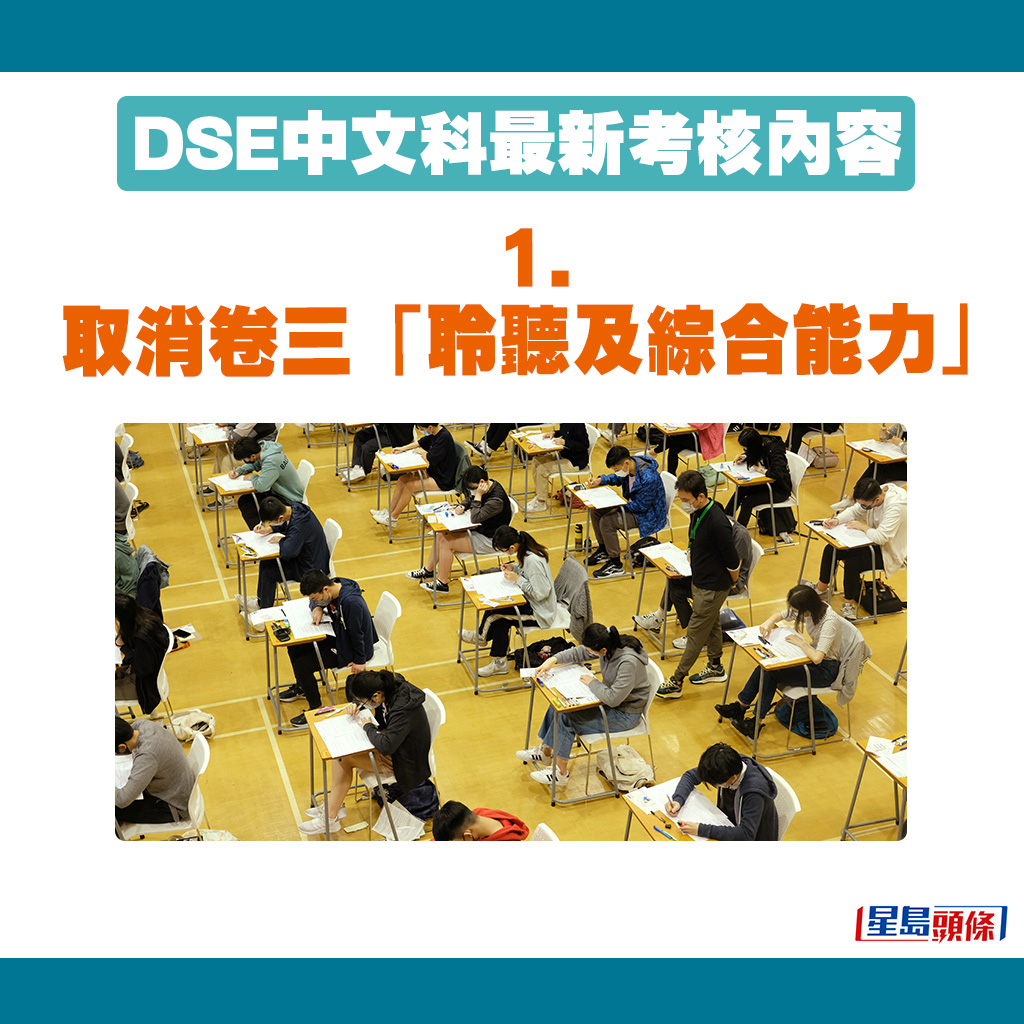 今届DSE取消卷三「聆听及综合能力」。