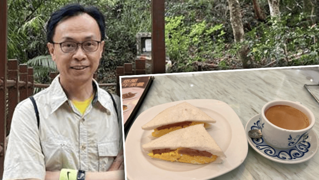 天文台改發3號風球後,聶德權即落樓嘆美食。