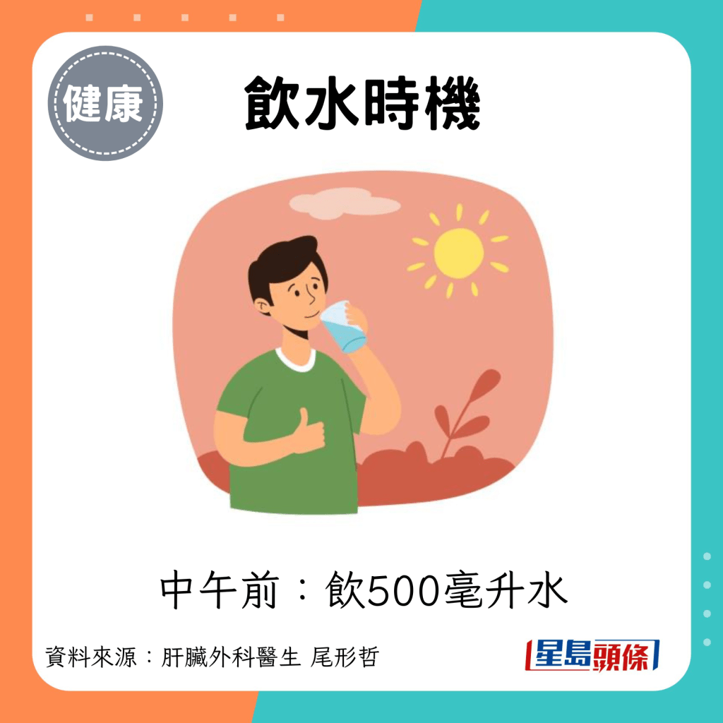 中午前：飲500毫升水