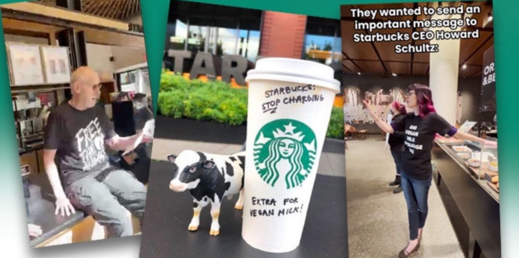 美國素食者和善待動物組織（PETA）一直爭取星巴克取消轉用植物奶的附加費。 PETA