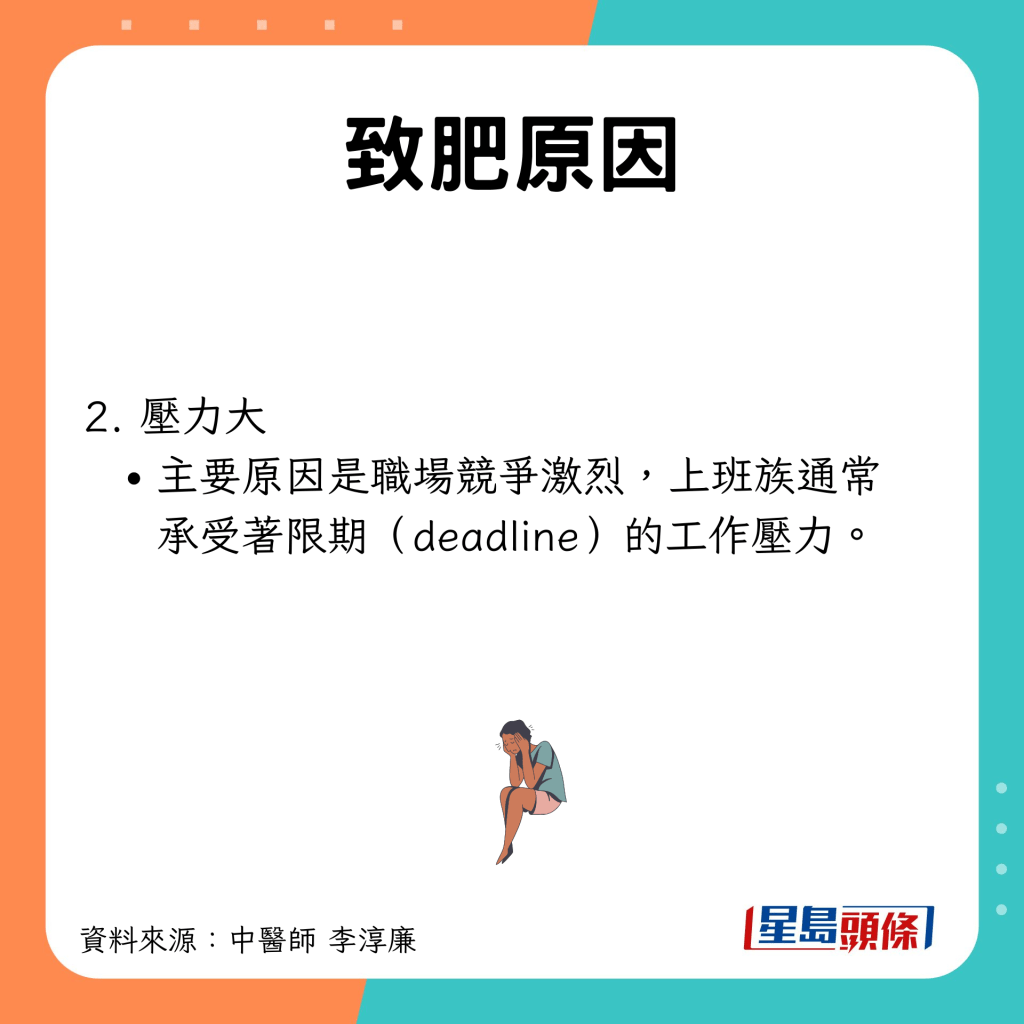 工作愈忙愈肥 致肥原因2.壓力大