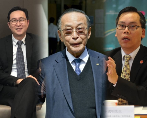 建制派組成的15人名單「工程動力」，成員包括潘樂陶（中）、馬紹祥（左）及卜國明（右）。