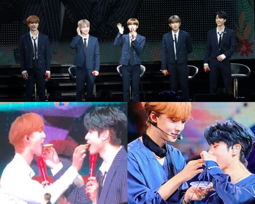 AB6IX在港舉行首個粉絲見面會，林煐岷與金東賢互餵蛋撻及曲奇餅。