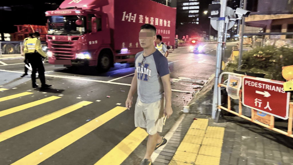 涉事貨車男司機。蔡楚輝攝 涉事貨車男司機。蔡楚輝攝