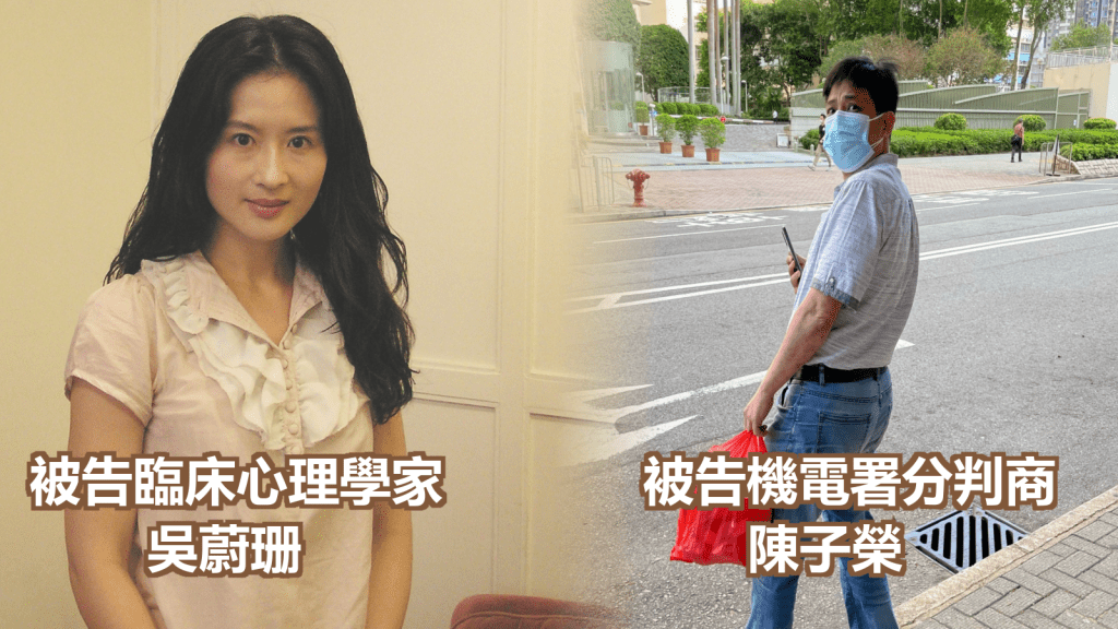 女被告50歲吳蔚珊為社署臨床心理學家,另一名被告、機電署分判商陳子榮。資料圖片