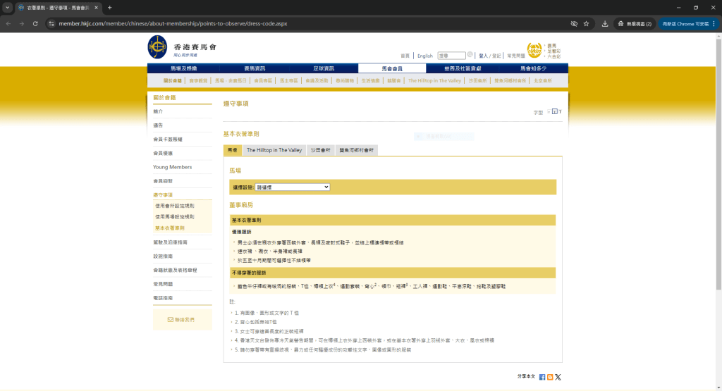 董事厢房的基本衣著准则。