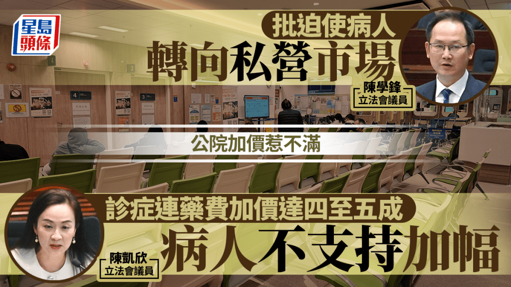 公院收費改革｜議員批引發地區震動 公院加價迫使病人轉向私營市場 降低幸福感