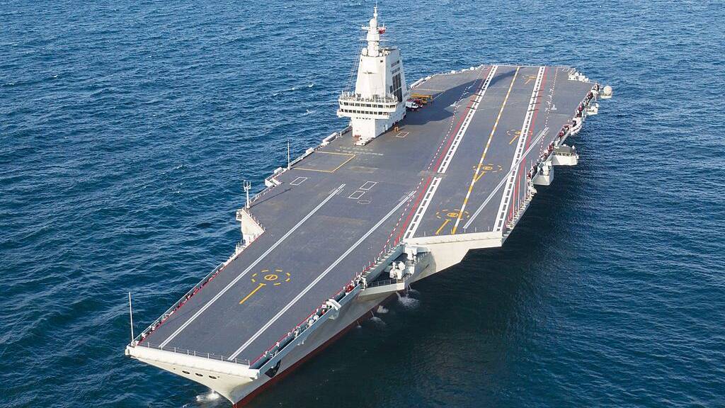中國海軍首艘電磁彈射型航艦「福建艦」。 新華社