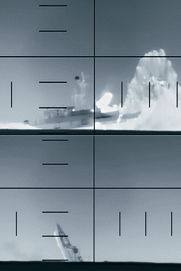 國國防部的影片顯示美軍潛艇擊沉伊朗戰艦。