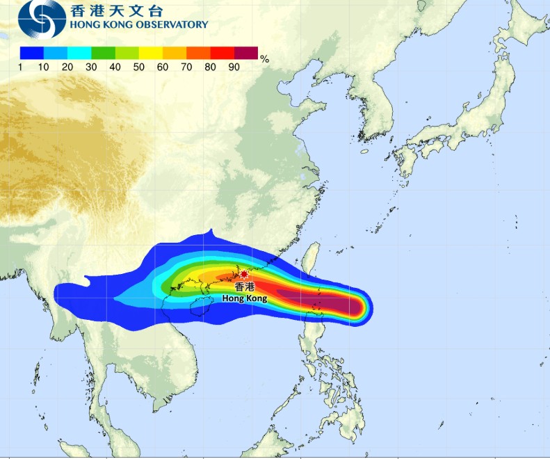 超強颱風「樺加沙」逐漸迫近本港。天文台網頁圖片