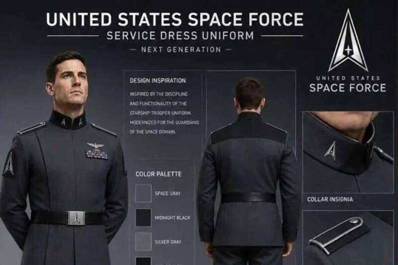 特朗普發布太空軍制服設計圖，聲稱靈感源自電影《星河戰隊》。Truth Social