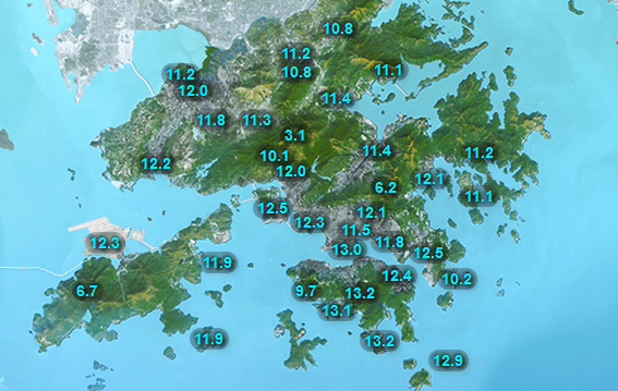 天文台今早錄得最低氣溫13.0℃。天文台圖片