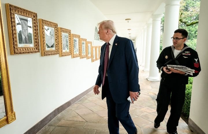 特朗普在白宮設立總統肖像畫廊。X@WhiteHouse