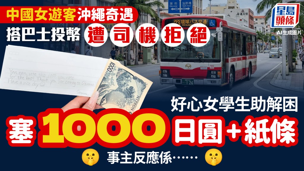 沖繩奇遇︱中國人「無錢」搭巴士  好心小女孩窩心塞1000日圓