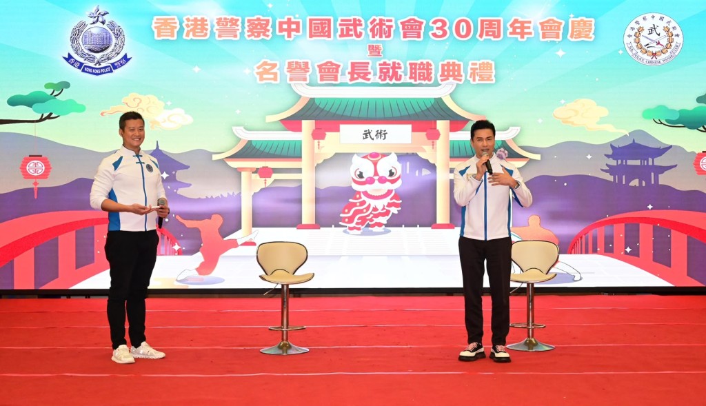 香港警察中國武術會名譽會長呂良偉分享習武養生之道。 香港警察中國武術會名譽會長呂良偉分享習武養生之道。