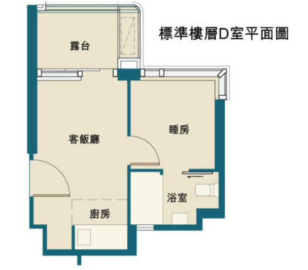 SPRING GARDEN標準樓層D室平面圖。