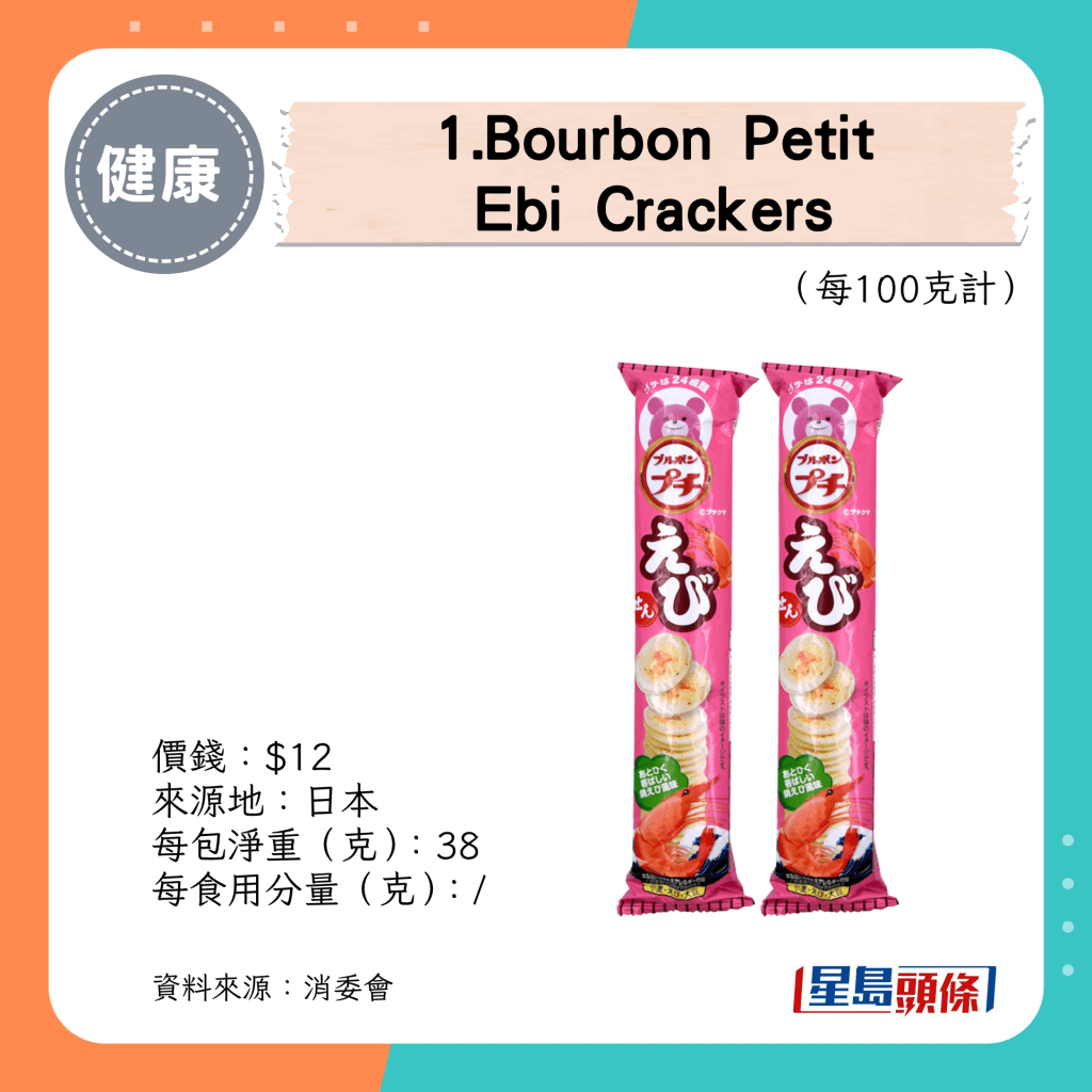 1.Bourbon Petit Ebi Crackers