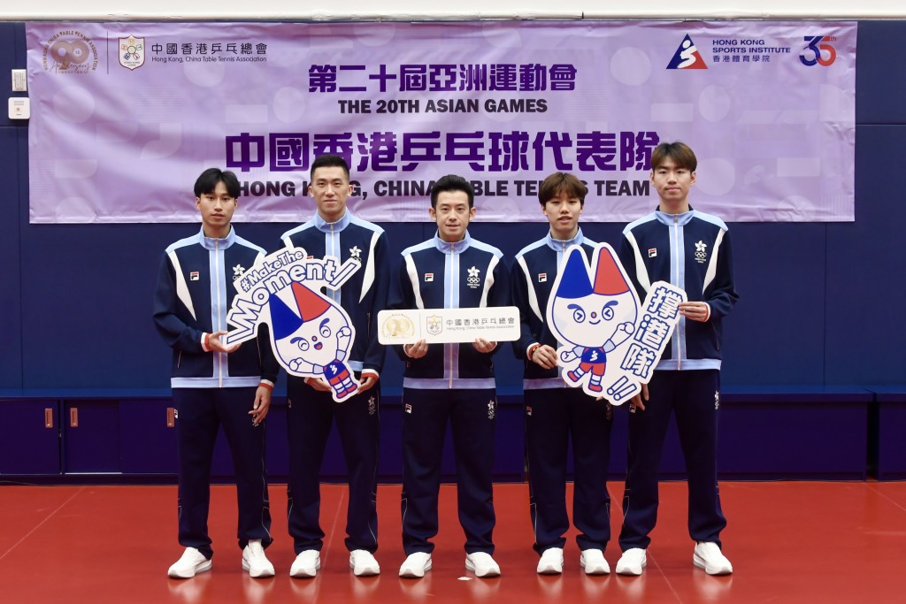五位男子代表,分別是關文皓、林兆恒、黃鎮廷、陳顥樺及姚鈞濤(左起)。楊駿堯攝 五位男子代表,分別是關文皓、林兆恒、黃鎮廷、陳顥樺及姚鈞濤(左起)。楊駿堯攝