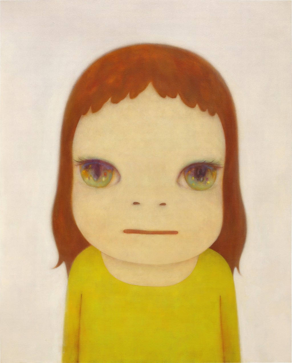 奈良美智2006年的作品《不就是不》,畫中描繪標誌性大眼睛女孩凝視前方,以多層美麗虹彩浮現。 奈良美智2006年的作品《不就是不》,畫中描繪標誌性大眼睛女孩凝視前方,以多層美麗虹彩浮現。
