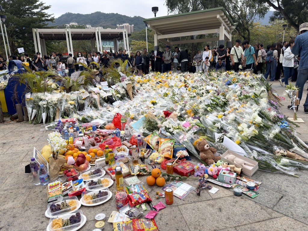 昨日大批市民到大埔向遇難居民獻花。