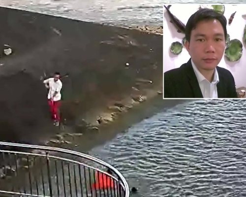 一对父子不慎落水，一名男子在见义勇为施救过程中不慎滑入水中，下落不明，及后证实遇溺亡。（网图）