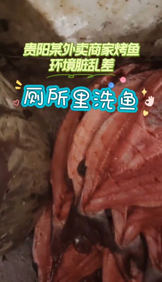 貴陽有五星好評外賣酵魚店，被揭發在廁所洗食材。