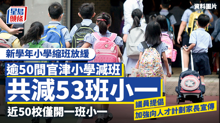 新學年小學縮班放緩 官津小一共減53班 議員倡加強向人才計劃家長宣傳