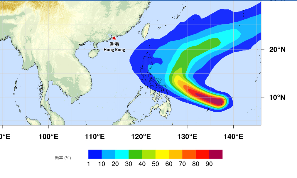 熱帶氣旋「舒力基」會在未來數天橫過菲律賓以東海域,並繼續增強。 天文台網頁截圖