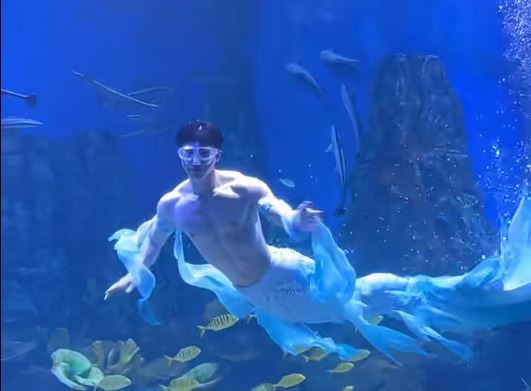 蕭淞譯的美男魚演出大受歡迎，每月收入近萬人民幣。小紅書