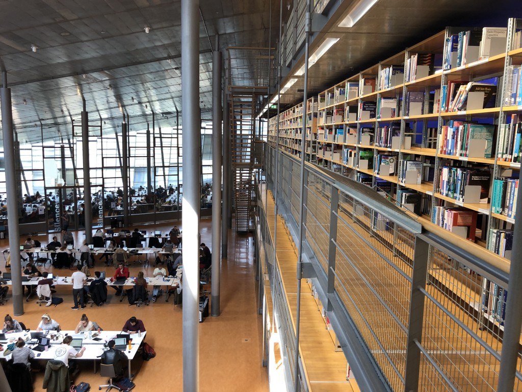 歐洲大學很多都歷史悠久，設備齊全。圖為荷蘭代爾夫特理工大學的圖書館。