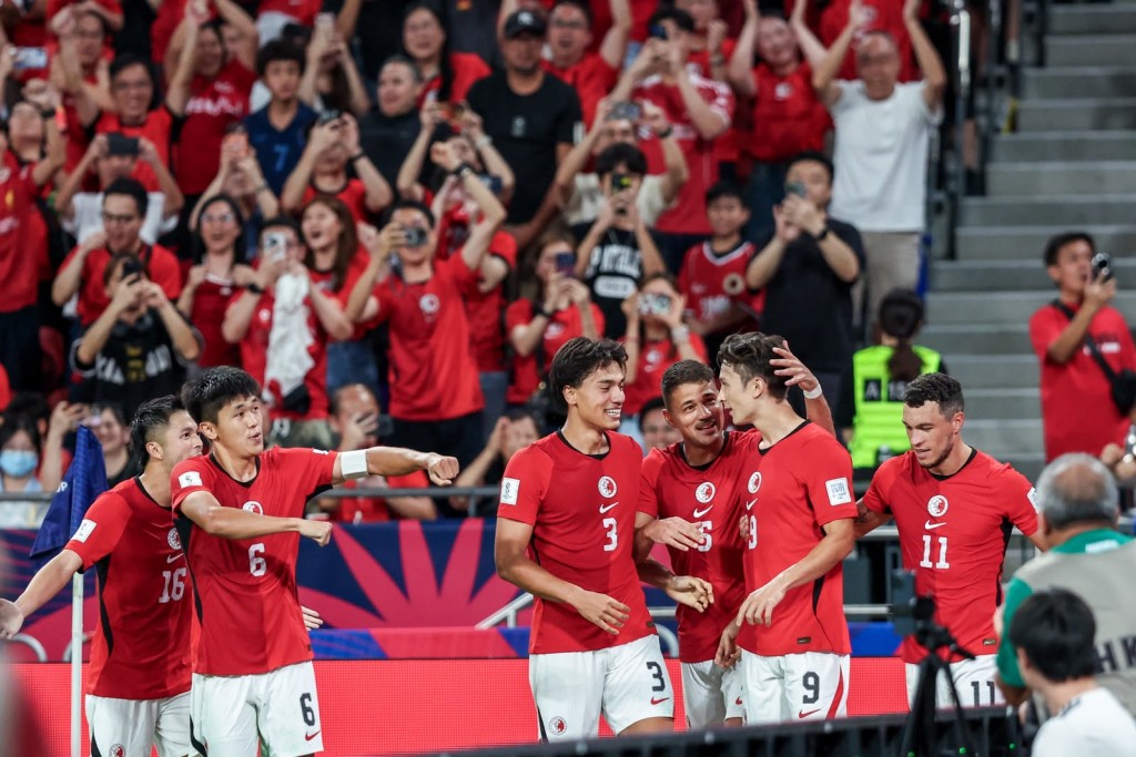 港隊於東盟盃決賽擊敗柬埔寨。何家豪攝 港隊於東盟盃決賽擊敗柬埔寨。何家豪攝