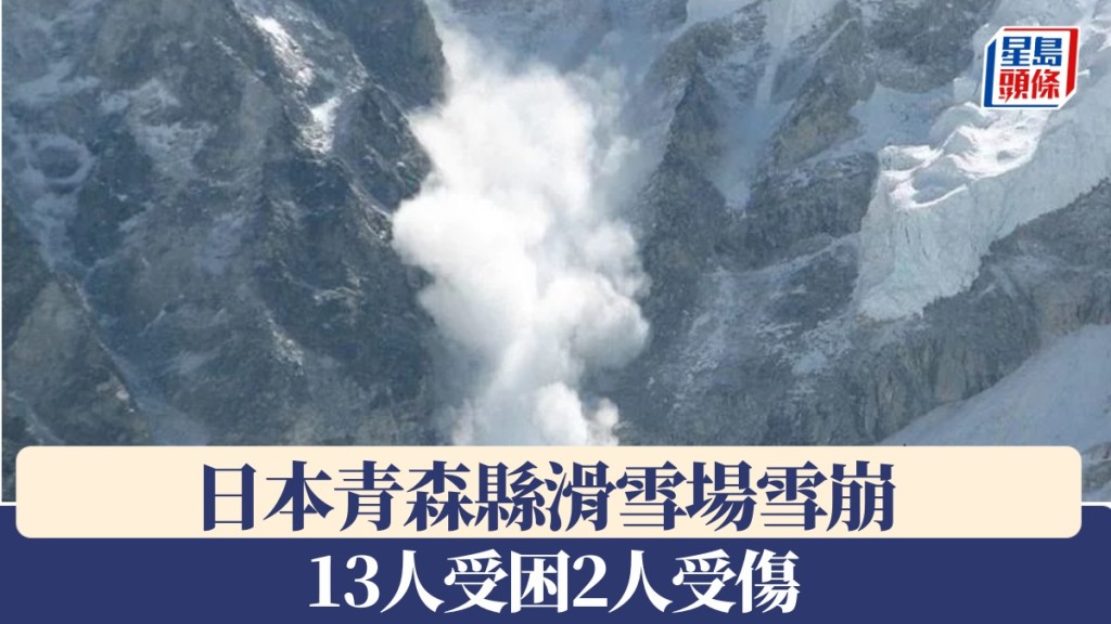 日本青森縣有滑雪場雪崩，導致13人被困2人受傷。 示意圖