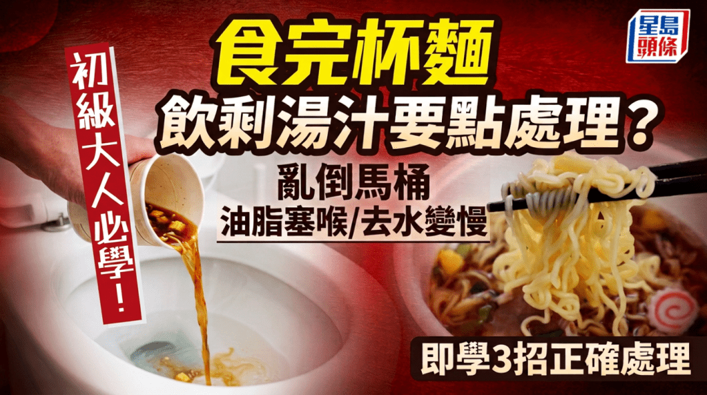 初級大人必學！飲剩湯汁要點處理？亂倒馬桶令油脂塞喉管/去水變慢 即學3招正確處理