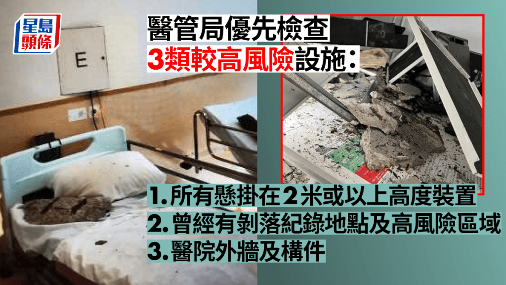 醫管局轄下多間公立醫院近日爆出多宗冧石屎事故。