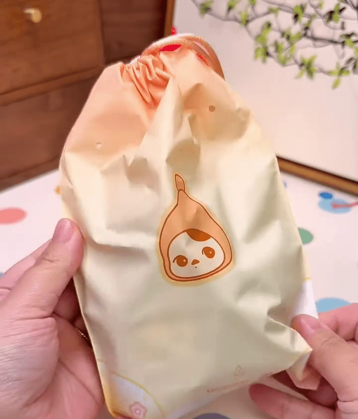 網友開箱「PUCKY敲敲系列」軟膠毛公仔掛件。