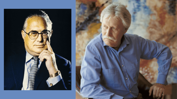 1970年代，日本的石英表掀起大风潮，为瑞士钟表带来前所未有的危机。当时的爱彼管理层灵魂人物Georges Golay（左图），邀请了在业界享负盛名的腕表设计师Gerald Genta（右图）为品牌设计一款突破传统、令人意想不到的创新表款，于是皇家橡树系列腕表于1972年正式诞生，其巅覆常规的设计，成功为品牌写下超乎想像的光辉一页。