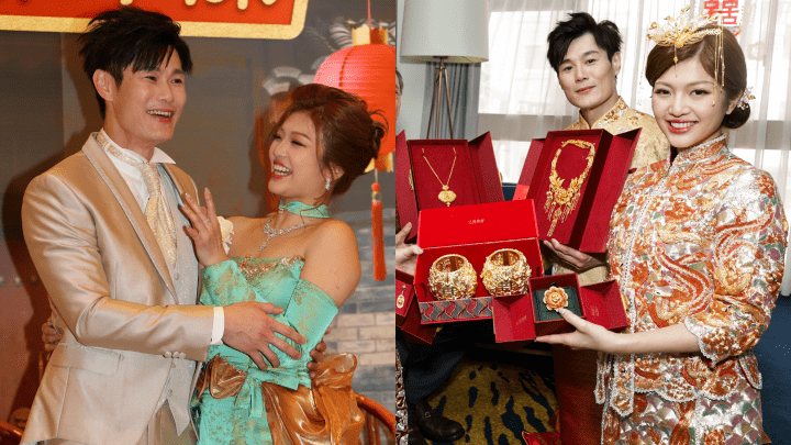 贾名媛结婚｜邱芷微婚宴多打卡位中西合璧出齐，六套婚纱照新娘低胸look骚立体澎湃上围劲吸睛。