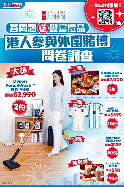 星岛新闻集团由4月20日起，进行「港人参与外围赌博」问卷调查。